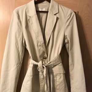 Untuckit brand, for her. jacket/trench style. Medium. Tan with button and belt